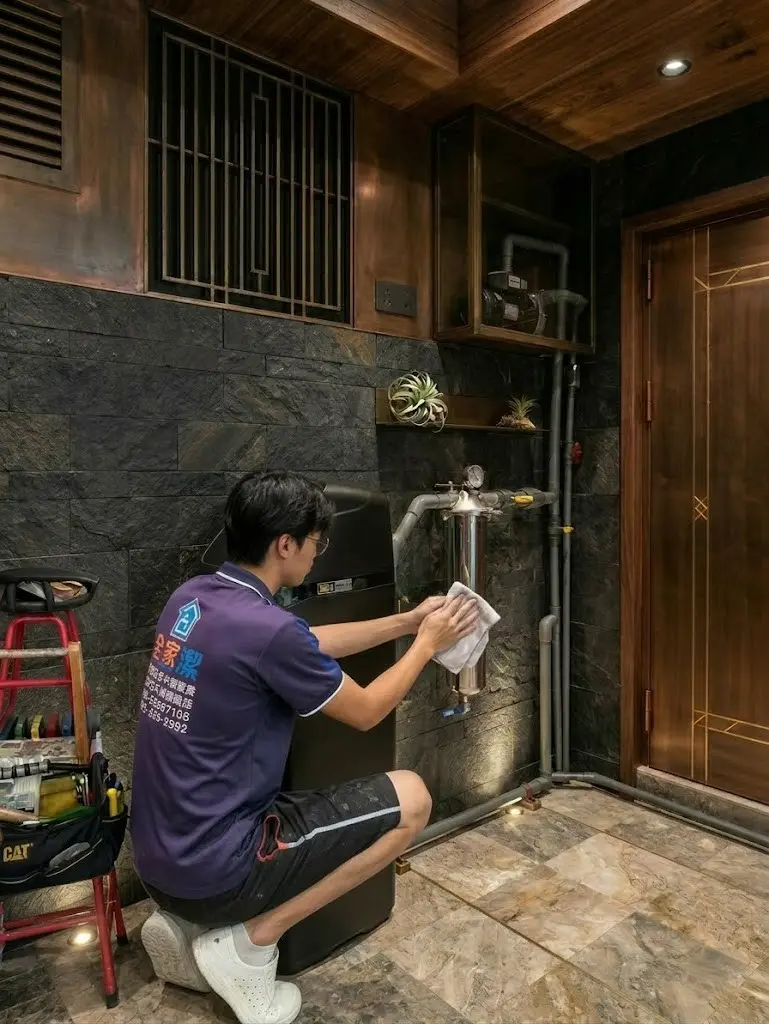 全家潔是精品家具還是淨水器?🤔當「高奢裝潢」遇上「全家潔」的職人工藝案例施工或設備安裝現場照片